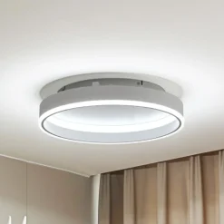 Lindby Smart LED-loftslampe Yasmen, hvid, metal, CCT, Tuya