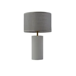 Lindby Sorscha bordlampe, hvid, jern, Ø 26 cm