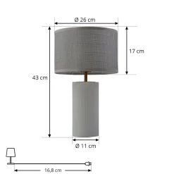 Lindby Sorscha bordlampe, hvid, jern, Ø 26 cm