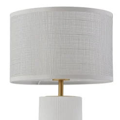 Lindby Sorscha bordlampe, hvid, jern, Ø 26 cm