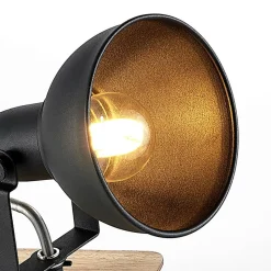 Lindby spotlight Aylis, højde 14 cm, sort, træ, E14