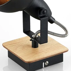 Lindby spotlight Aylis, højde 14 cm, sort, træ, E14