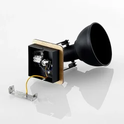 Lindby spotlight Aylis, højde 14 cm, sort, træ, E14