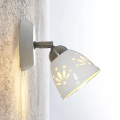 Lindby spotlight Sanrike, højde 16 cm, 1 lyskilde, hvid, keramik