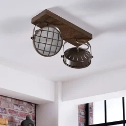 Lindby spotlight Tamin, rustfarvet, 2 lyskilder, glas, G9