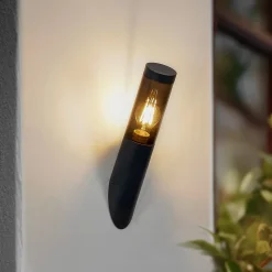 Lindby Statius udendørs væglampe, antracit, jern, 40 cm