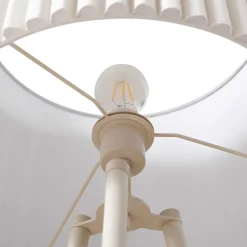 Lindby trebenetstående gulvlampe Libbie, 155 cm, hør, cremefarvet