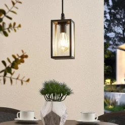 Lindby udendørs hængelampe Filimon, antracit, 22 cm, IP44, E27