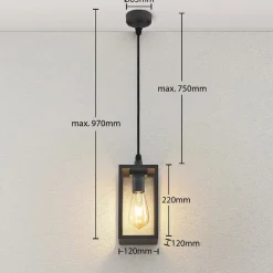 Lindby udendørs hængelampe Filimon, antracit, 22 cm, IP44, E27