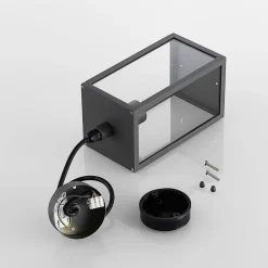 Lindby udendørs hængelampe Filimon, antracit, 22 cm, IP44, E27