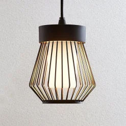 Lindby udendørs hængelampe Vajana, Ø 19 cm, sort, aluminium