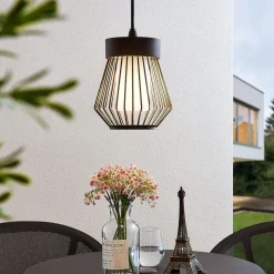 Lindby udendørs hængelampe Vajana, Ø 19 cm, sort, aluminium