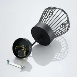 Lindby udendørs hængelampe Vajana, Ø 19 cm, sort, aluminium