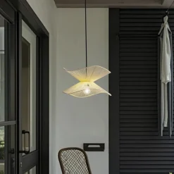 Lindby udendørs hængelampe Valdorin, beige, bomuld, Ø 40cm