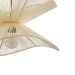 Lindby udendørs hængelampe Valdorin, beige, bomuld, Ø 40cm