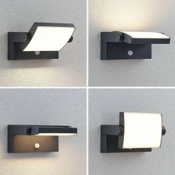 Lindby udendørs LED-væglampe Sherin, antracit, sensor, IP54