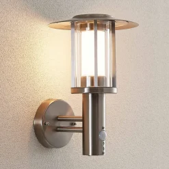 Lindby udendørs LED-væglampe Gregory, sensor, stål, IP44