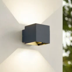 Lindby udendørs LED-væglampe Esani, antracit, op/ned, IP54