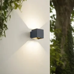 Lindby udendørs LED-væglampe Esani, antracit, op/ned, IP54