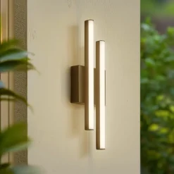 Lindby udendørs LED-væglampe Abelia, sort, aluminium, stål