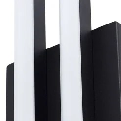 Lindby udendørs LED-væglampe Abelia, sort, aluminium, stål