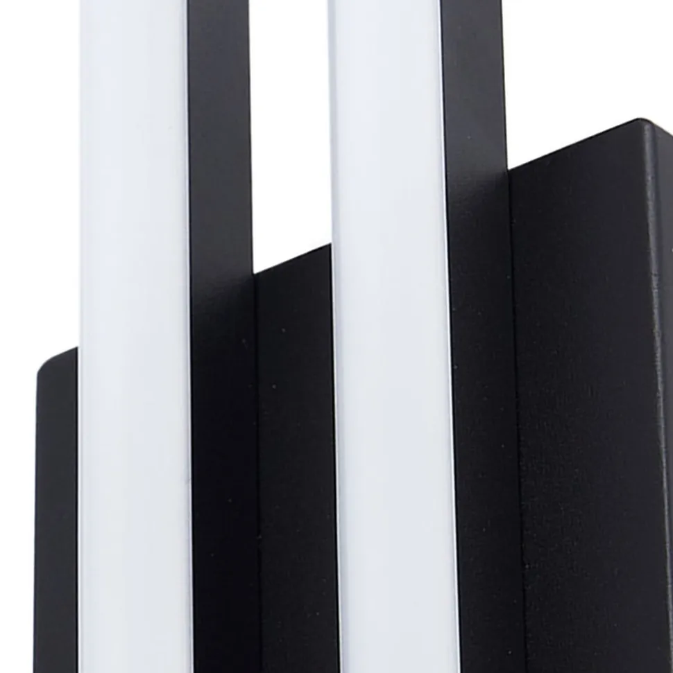 Lindby udendørs LED-væglampe Abelia, sort, aluminium, stål