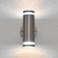 Lindby udendørs LED-væglampe Tiberius, stål, op/ned, IP44