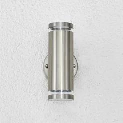 Lindby udendørs LED-væglampe Tiberius, stål, op/ned, IP44