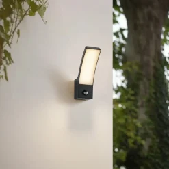 Lindby udendørs LED-væglampe Ilvita, sensor, antracit, IP54