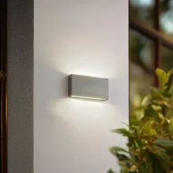 Lindby udendørs LED-væglampe Jarte, grå, metal, 17 cm, IP54