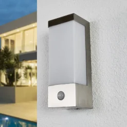 Lindby udendørs LED-væglampe Severina, 25 cm, sensor, stål