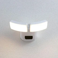 Lindby udendørs LED-væglampe Nikias, 30 cm, sensor, 2 lyskilder, hvid