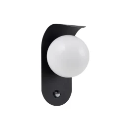 Lindby udendørs LED-væglampe Lacie, sensor, sort/hvid, aluminium