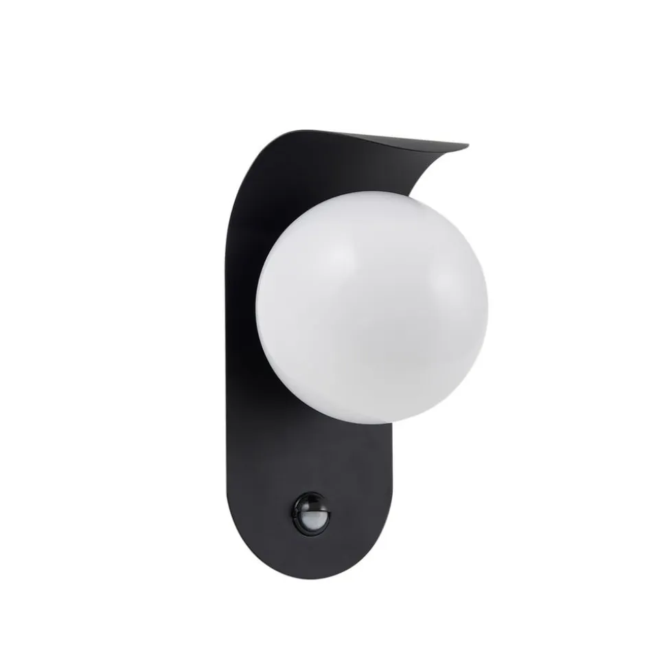 Lindby udendørs LED-væglampe Lacie, sensor, sort/hvid, aluminium