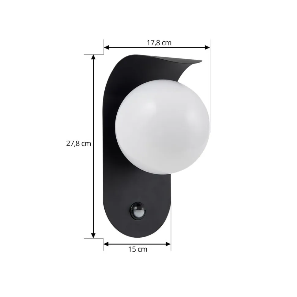 Lindby udendørs LED-væglampe Lacie, sensor, sort/hvid, aluminium