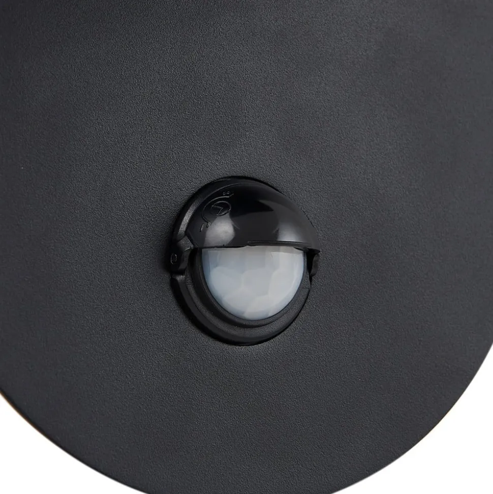 Lindby udendørs LED-væglampe Lacie, sensor, sort/hvid, aluminium