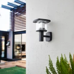 Lindby udendørs LED-væglampe Askan, 24 cm, stål, IP44