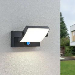 Lindby udendørs LED-væglampe Sherin, antracit, sensor