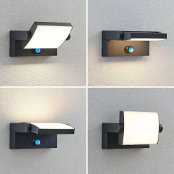 Lindby udendørs LED-væglampe Sherin, antracit, sensor