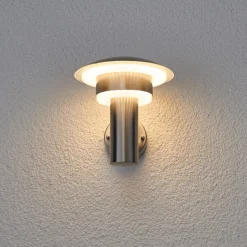 Lindby udendørs LED-væglampe Lillie, højde 19 cm, stål