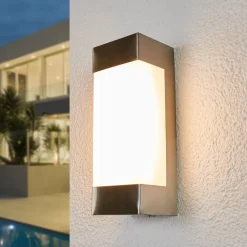 Lindby udendørs LED-væglampe Severina, stål, IP44