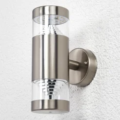 Lindby udendørs LED-væglampe Lanea, 21 cm, stål, IP44