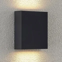 Lindby udendørs LED-væglampe Ugar, 13 cm, antracit, op/ned
