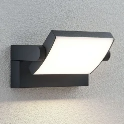 Lindby udendørs LED-væglampe Sherin, antracit, drejelig