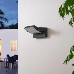 Lindby udendørs LED-væglampe Sherin, antracit, drejelig