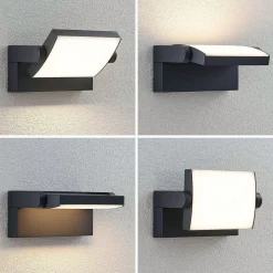 Lindby udendørs LED-væglampe Sherin, antracit, drejelig