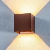 Lindby udendørs LED-væglampe Nivar, kantet, rust, metal, IP54