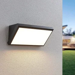 Lindby udendørs LED-væglampe Abby, grå, plast, IP65