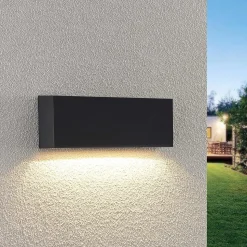 Lindby udendørs LED-væglampe Jarte, 24 cm, ned, grå, IP65
