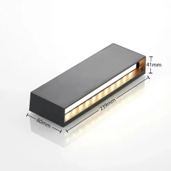 Lindby udendørs LED-væglampe Jarte, 24 cm, ned, grå, IP65